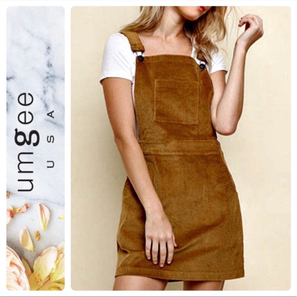 Umgee brown cordory overall/jumper dress size Large